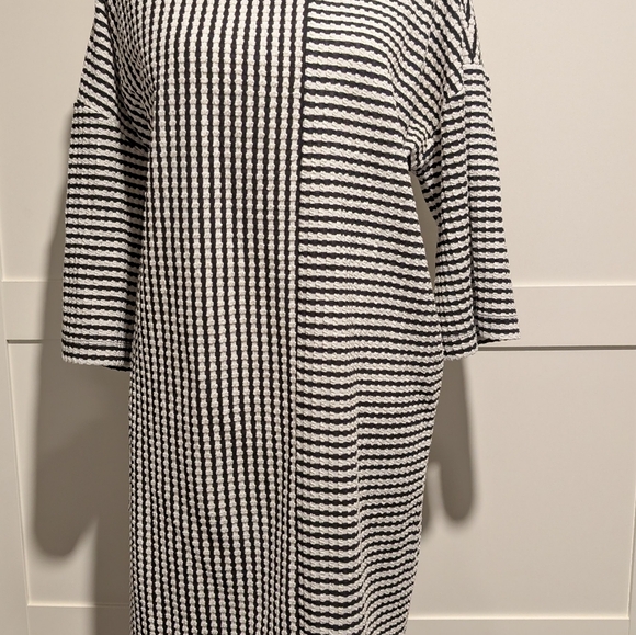 Sz L Jones New York Checked Oversize Boatneck Midi Dress Lagenlook - Picture 4 of 13